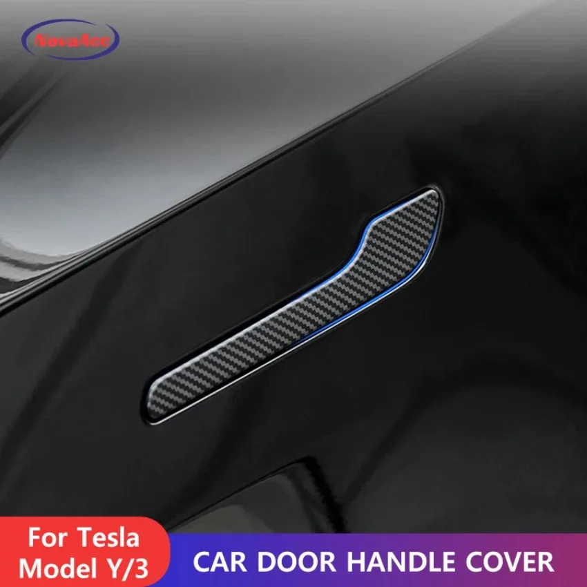 

Car Door Handle Cover For Tesla Model Y Juniper Model 3 Highland 2021-2025 ABS Carbon Fiber Texture Scratch - Resistant Guard