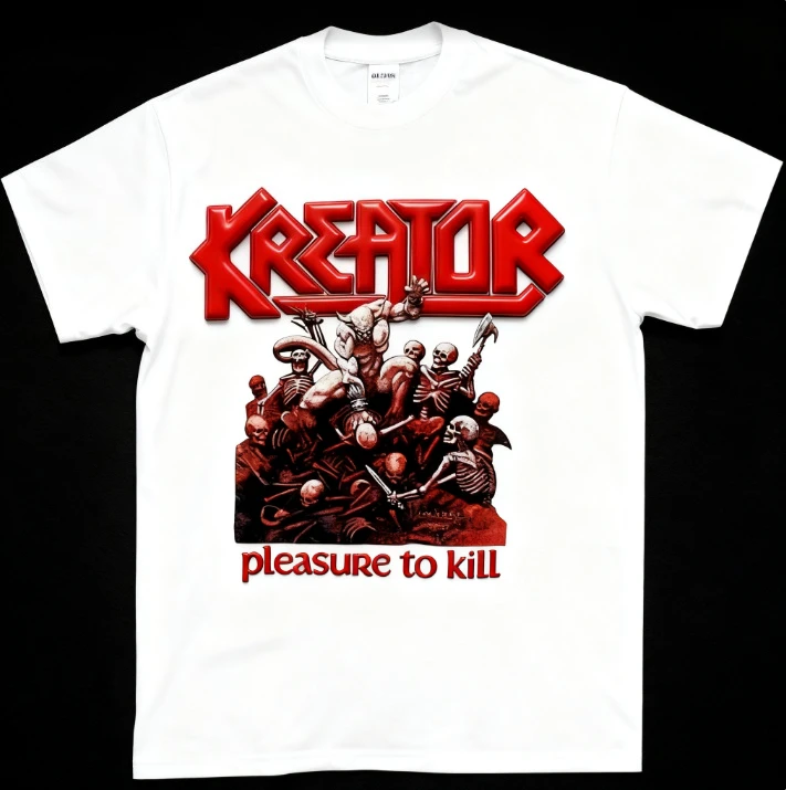 

2025 American Vintage Kreator Happy Killing Shirt Men's cotton T-Shirt Summer New Vintage Fashion Men's and Women's Streetwear