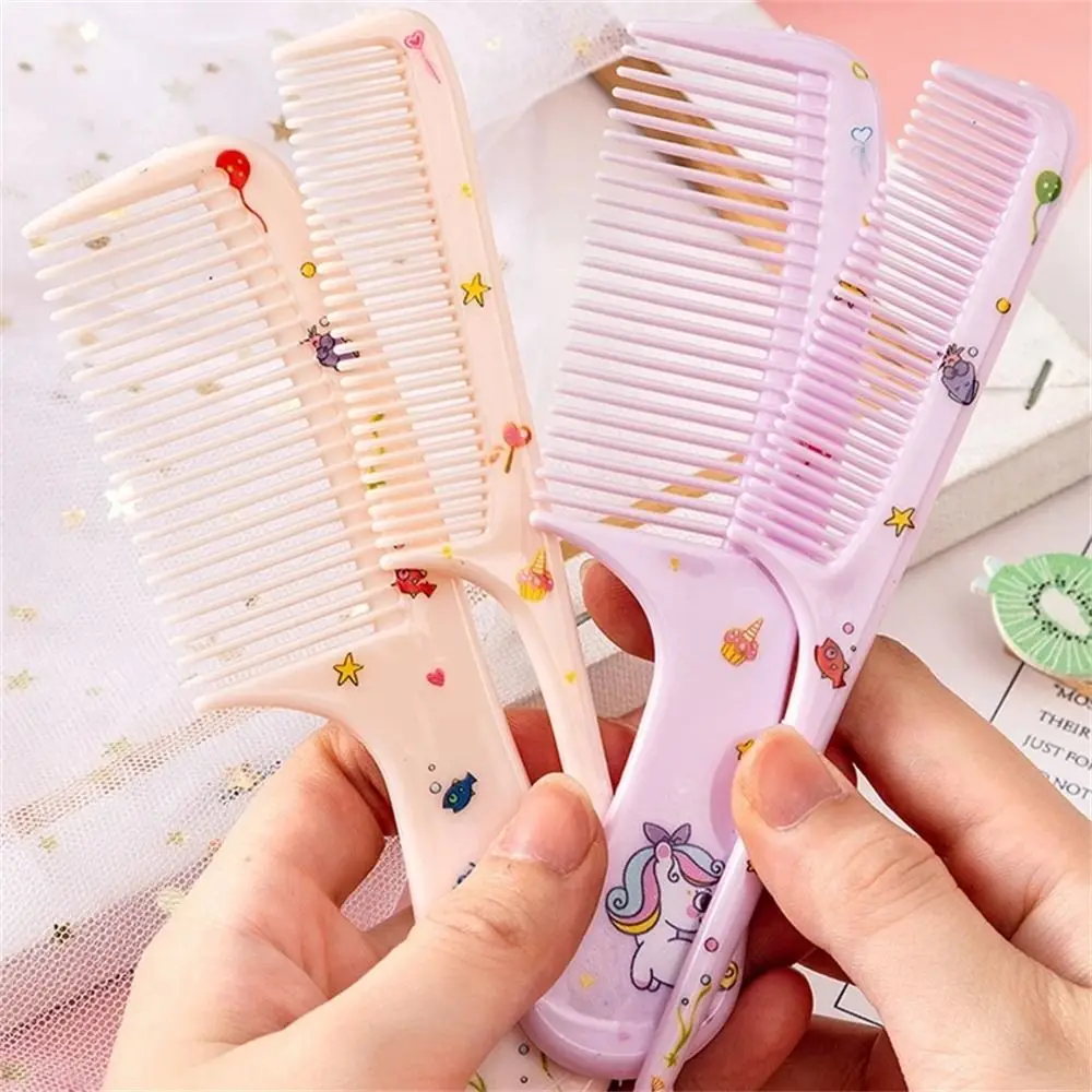 2pcs/set Cute Cartoon Kids Hairdressing Comb Anti-static Pointed Tail Comb for Girls Strawberry Fruit Hair Comb Kids