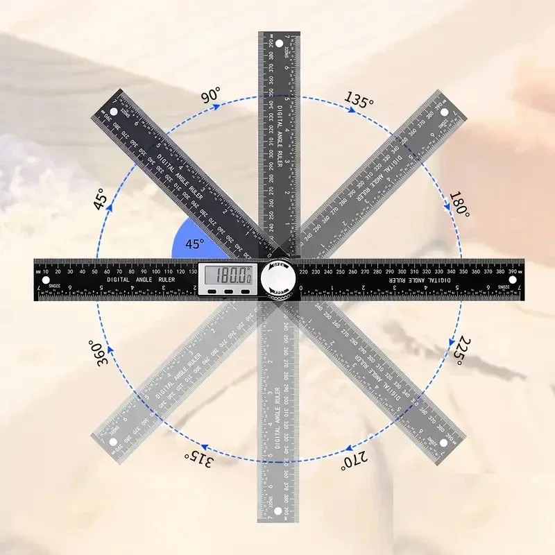 Medidor de ângulo digital de 100 mm 200 mm 360 °   Instrumento de medição de ângulo eletrônico transferidor ferramentas de medição para trabalhar madeira acessórios