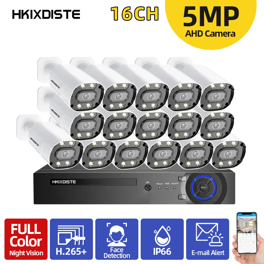 

5MP CCTV Camera Security System Kit with H.265 16CH DVR Outdoor Color Night Vision AHD Camera Video Surveillance System Set P2P