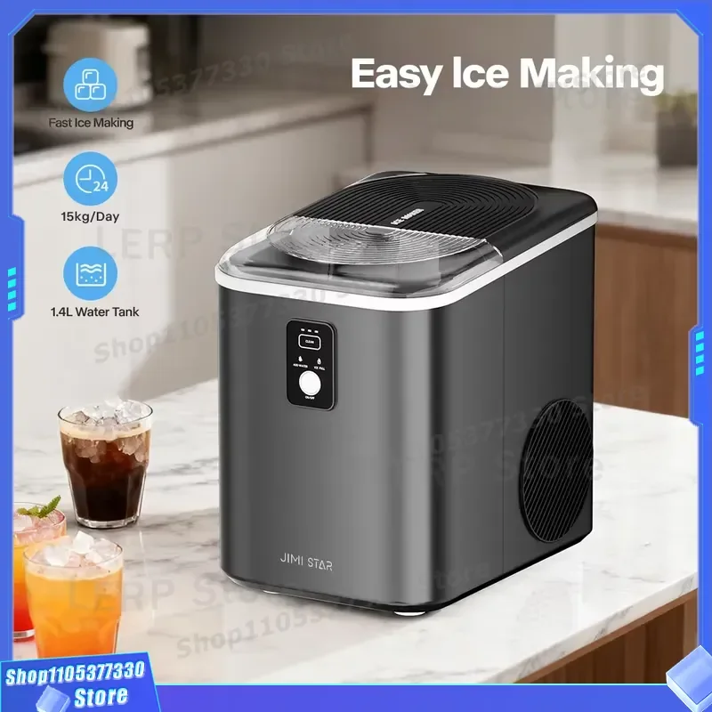 Portable Pellet & Nugget Ice Maker Machine Freestanding Automatic Electric Generator with Plastic Housing