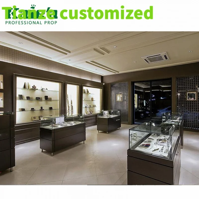 

Customized-high end jewellery showcase jewellery showroom furniture Display kiosk wooden and glass jewelry display sale