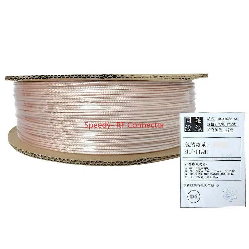 Imagem -05 - Whole Volume Rg316 Rg316 Cabo Coaxial Fio Branco Preto Marrom 50ohm 2.5 mm Baixa Perda 30ft Friso Conector Entrega Rápida rf 200m