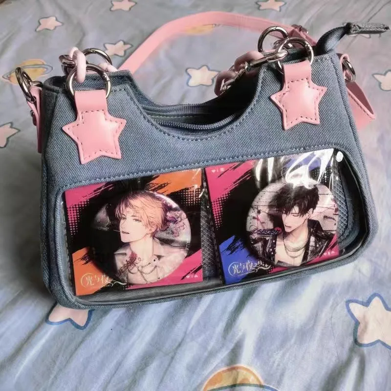 Bolsa Crossbody Cowboy para meninas, corrente grossa e estrelas, bolsa mensageiro de ombro, pano de moda casual, inner hot, Y2K