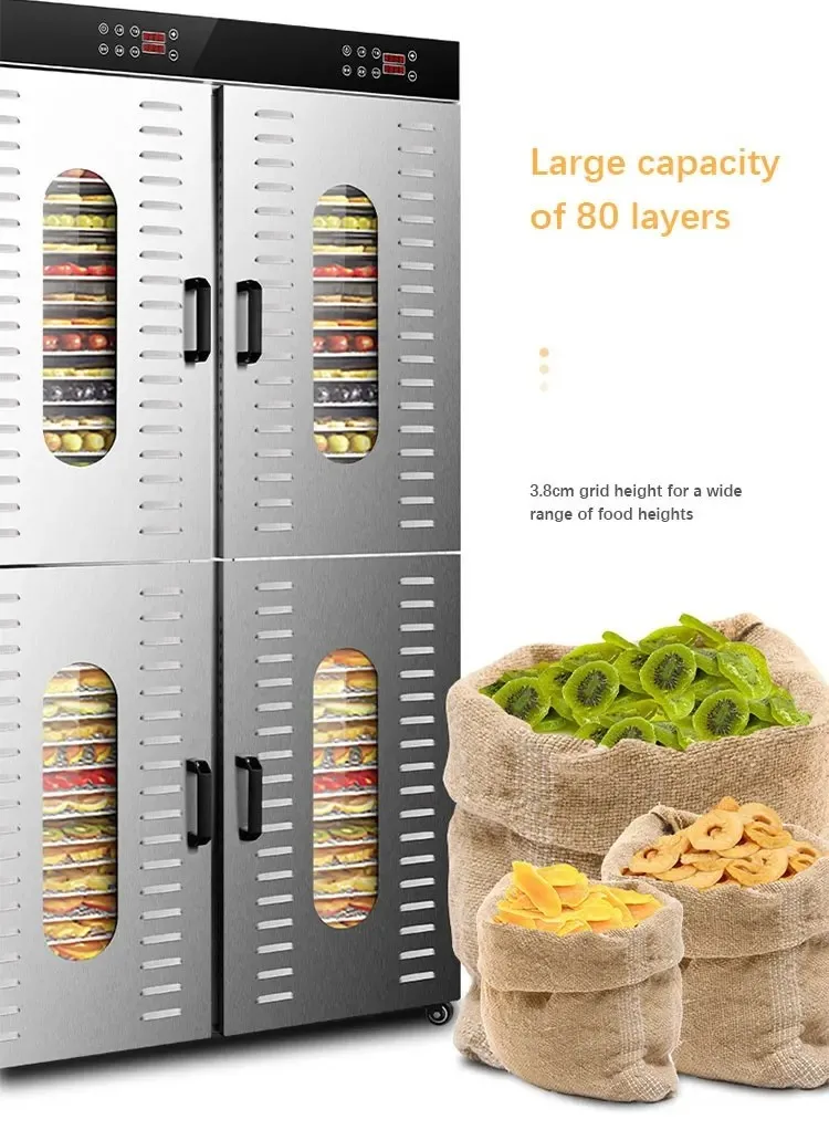 80 Trays Commercial Large Capacity Food Fruit Vegetable Dehydrator Dryer Machine / Industrial Meat Drying Oven