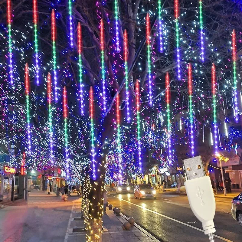 زينة الحفلات ضوء الشارع USB النيزك دش المطر LED سلسلة الجنية أضواء اكليل الزفاف عيد الميلاد 2026 زينة رمضان