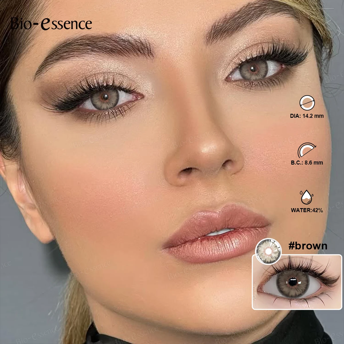 Bio-essence farbige Kontaktlinsen für Augen, 1 Paar, natürliche braune farbige Pupillen, grüne Augenfarbenlinsen, graue Linse, modisch, jährlich