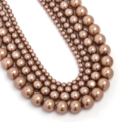 4/6/8/10mm Coffee Color Glass Imitation Pearls Beads Smooth Round Beads For Jewelry DIY Bracelet Necklace Making Accessories