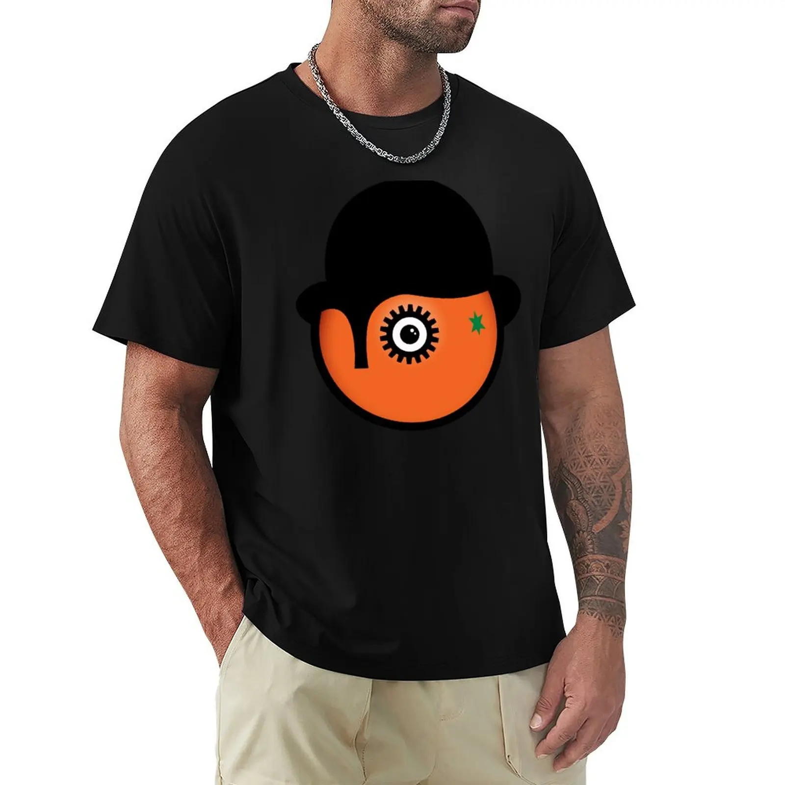 An orange with a clockwork eye T-Shirt Light Athletic Short Sleeve Tee Shirt