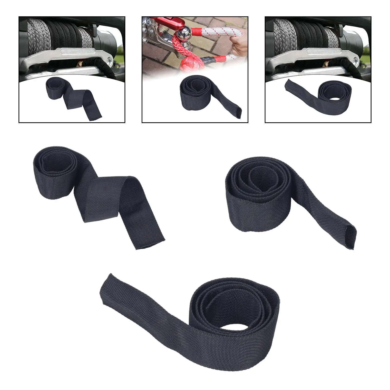 

Wear Resistant Winch Rope Sleeve Protector Black Nylon Polyester Replacement Accessory for Traction Industry Mining
