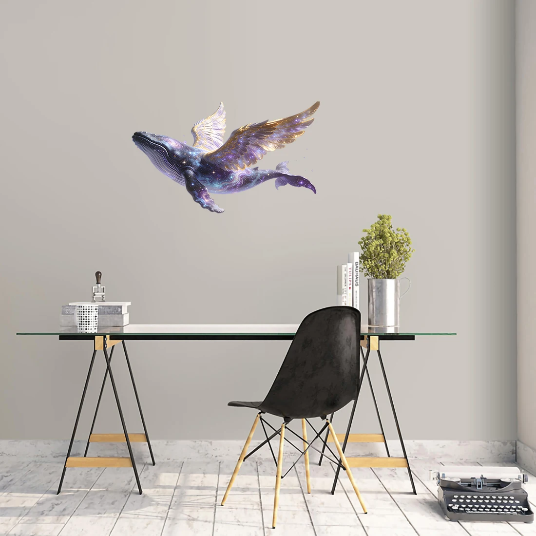 Three Ratels CEE29 Fantasy Starry Sky Whale Art Wall Stickers for Home Decoration Personalized car decal waterproof