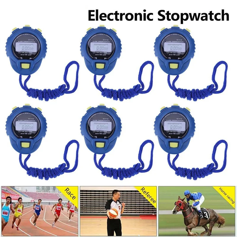 ABGR-6PCS Cronografo digitale LCD Cronometro elettronico Orologio contachilometri contatore sportivo