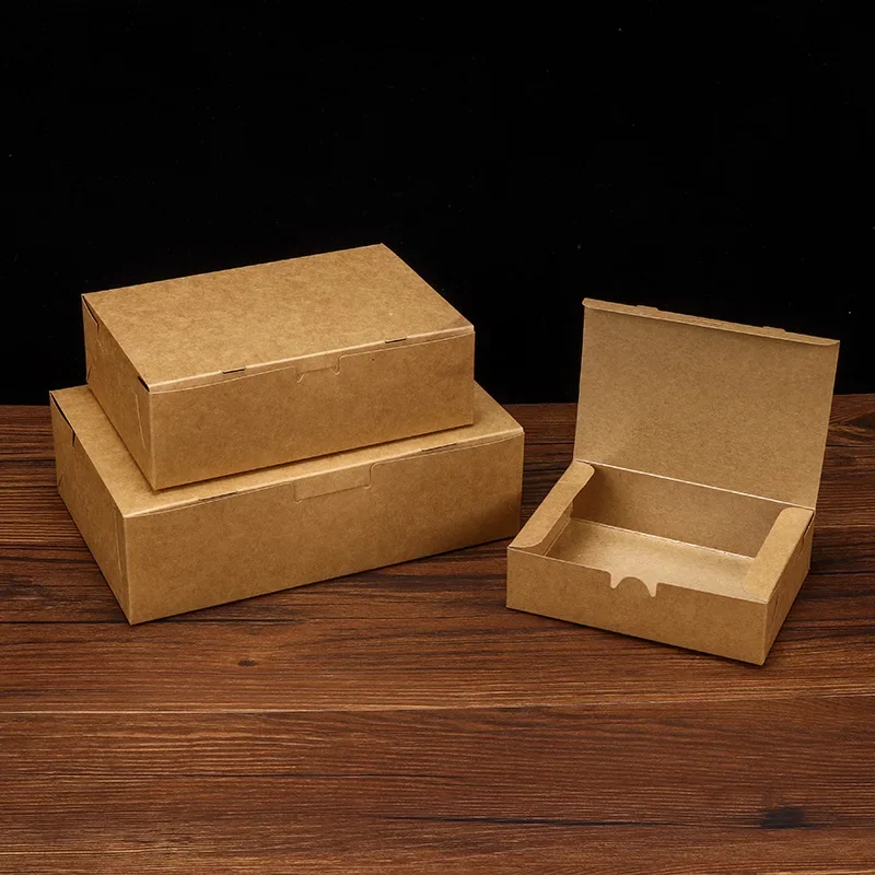 50pcs Kraft Paper Lunch Box Disposable Meal Prep Containers Food Takeout Boxes For Restaurant Home Takeaway Salad Snack Carton
