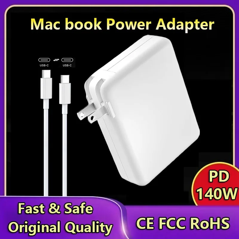 140W USB-C PD Super Fast Charger Laptop Adapter For MacBook Pro 16 15 14 A1708 A1706 A1989 A2159 A2289 A2251 iPad Pro Iphone 15