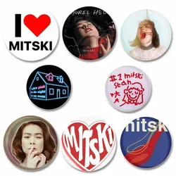 Pop Singer Mitski Brooch Heart Bury Me At Makeout Enamel Pin Brooches for Clothing Round Acrylic Badge Jewelery Handmade Pins