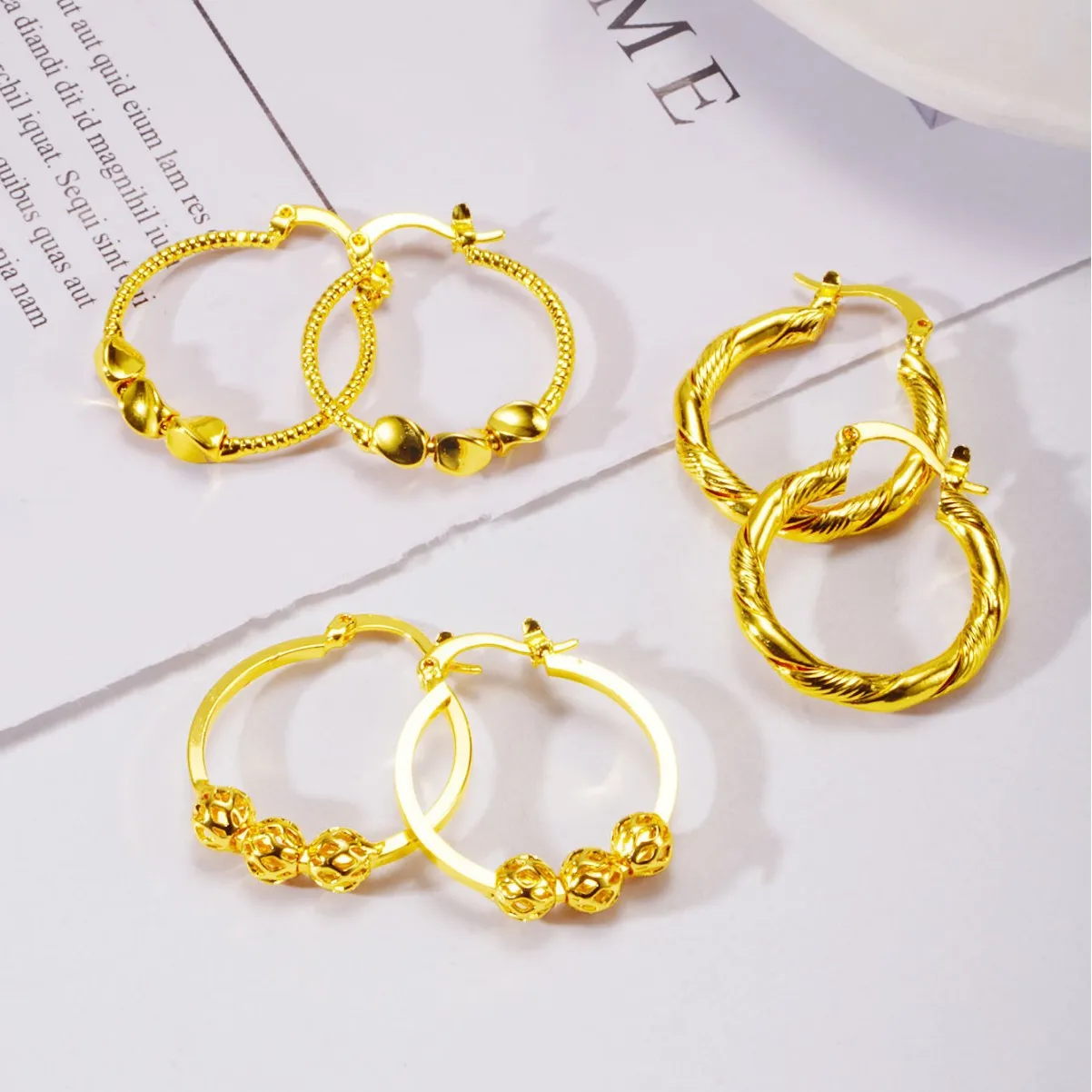 Cross-border Amazon geometric irregular hammer copper gold-plated oil earrings fashion cold wind stud earrings earrings jewelry
