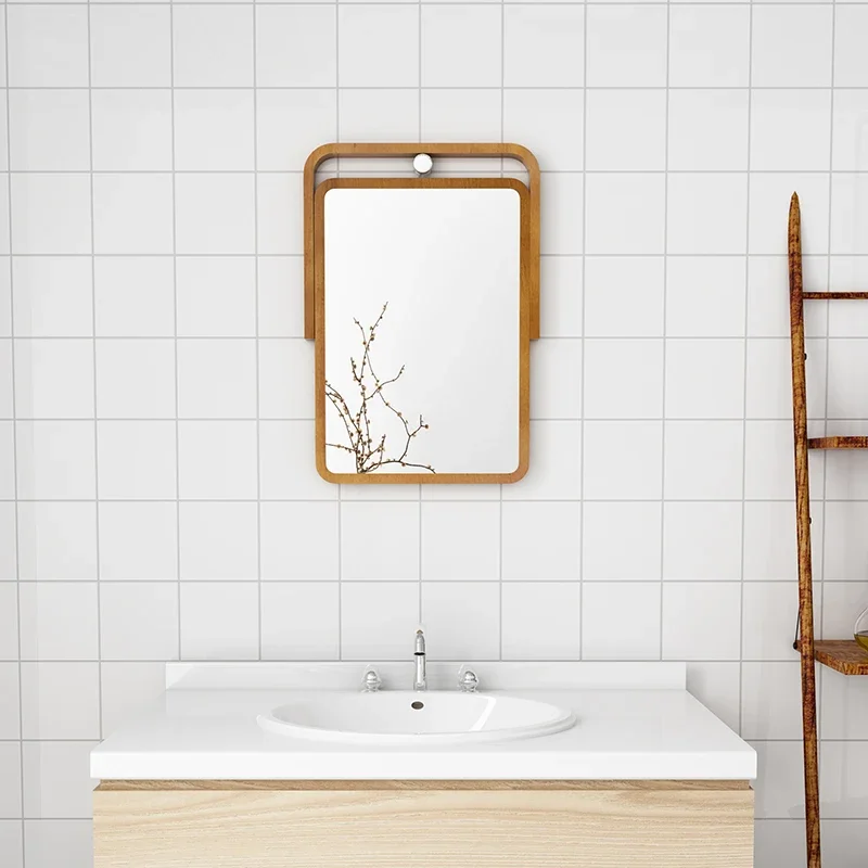 Hanging Vintage Decorative Mirrors Small Bath Nordic Toilet Mirrors For Room Wooden Square Home Decor