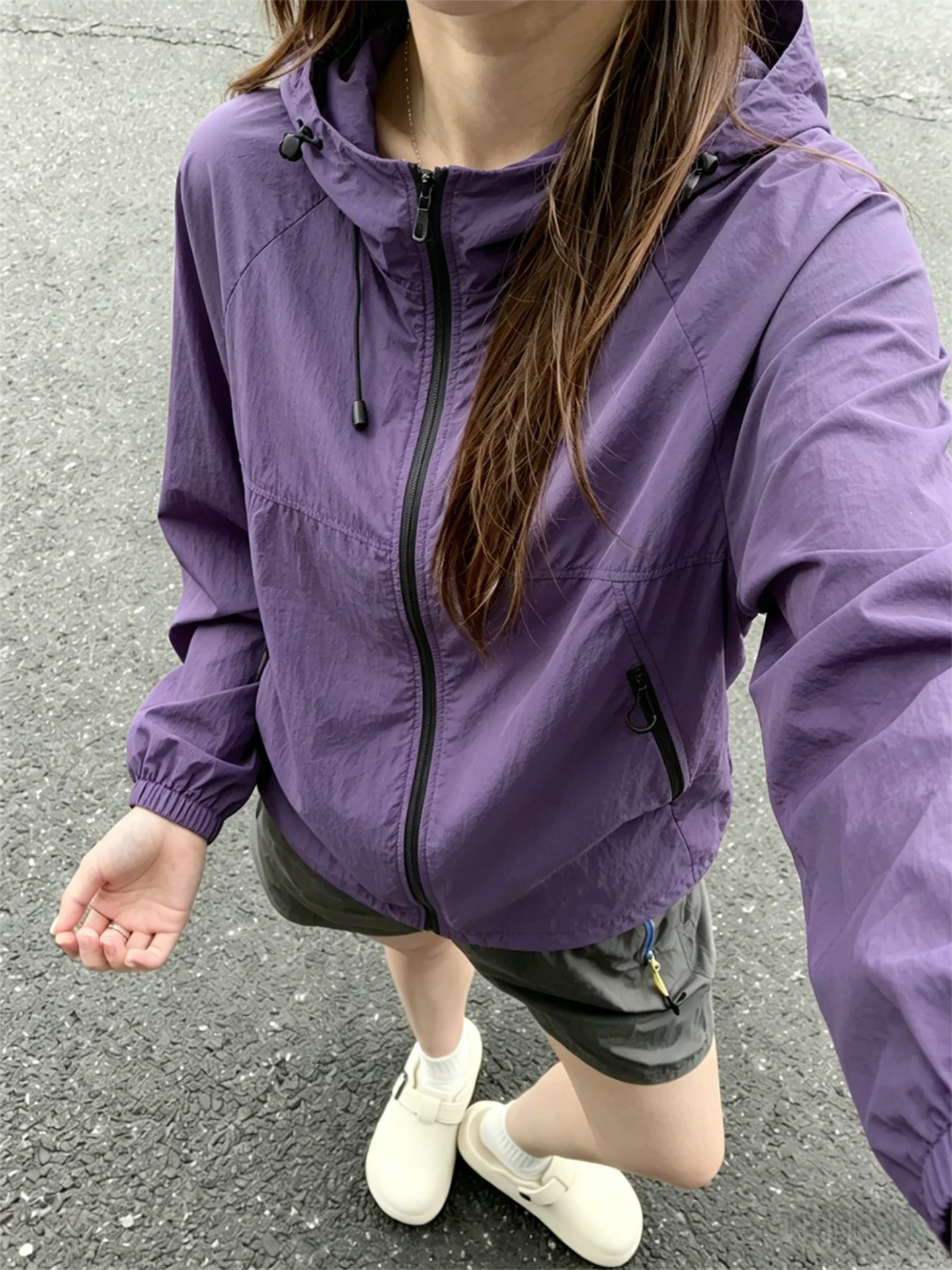 Purple Plum Skin Thin Outdoor Ice Sensation Men's Summer Fashion Sun Protection Clothing Breathable Polyester Casual Style