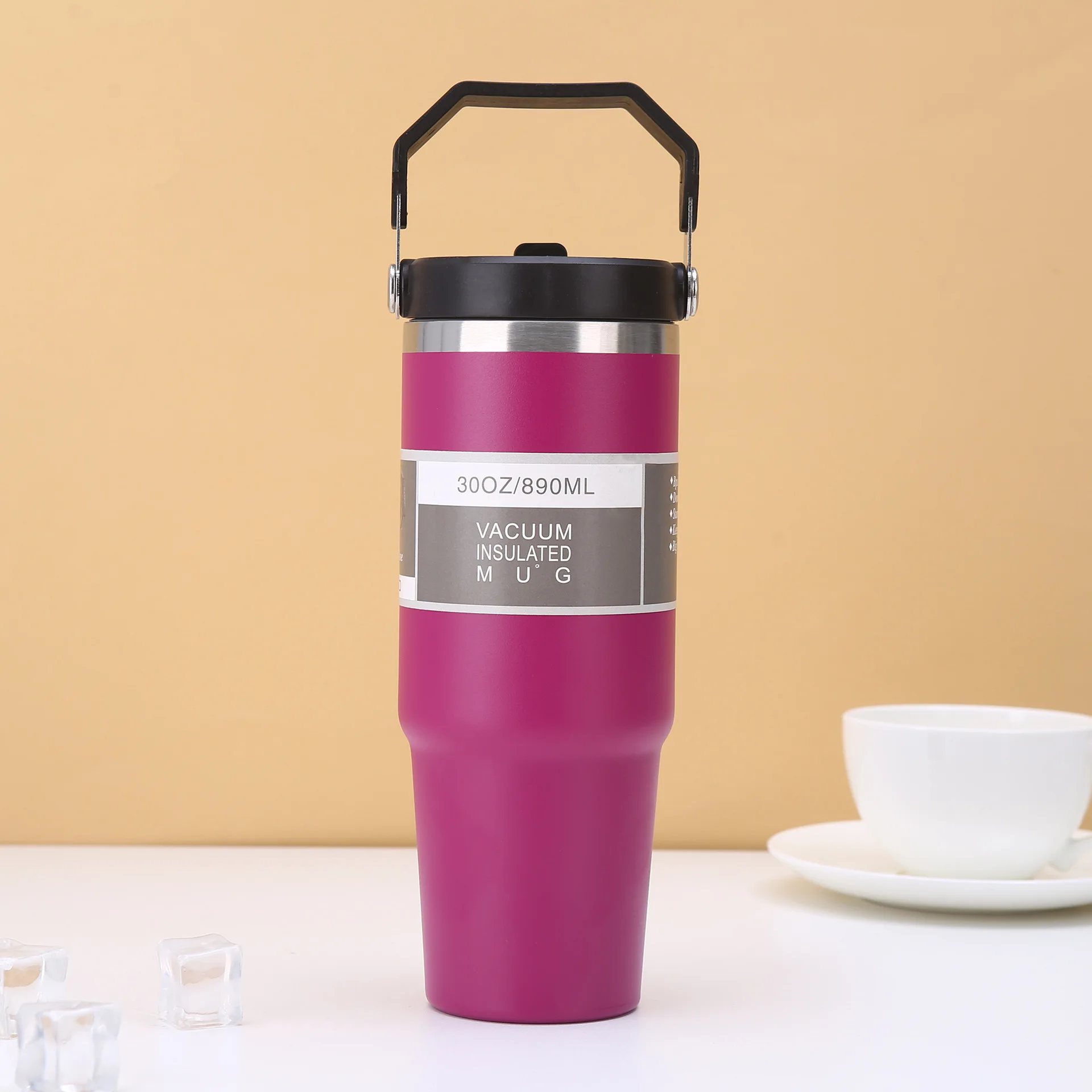 30Oz Cangkir Termos Pendingin Mobil Kapasitas Besar Termos Baja Tahan Karat Olahraga Luar Ruangan Portabel Cangkir Es Botol Air Luar Ruangan