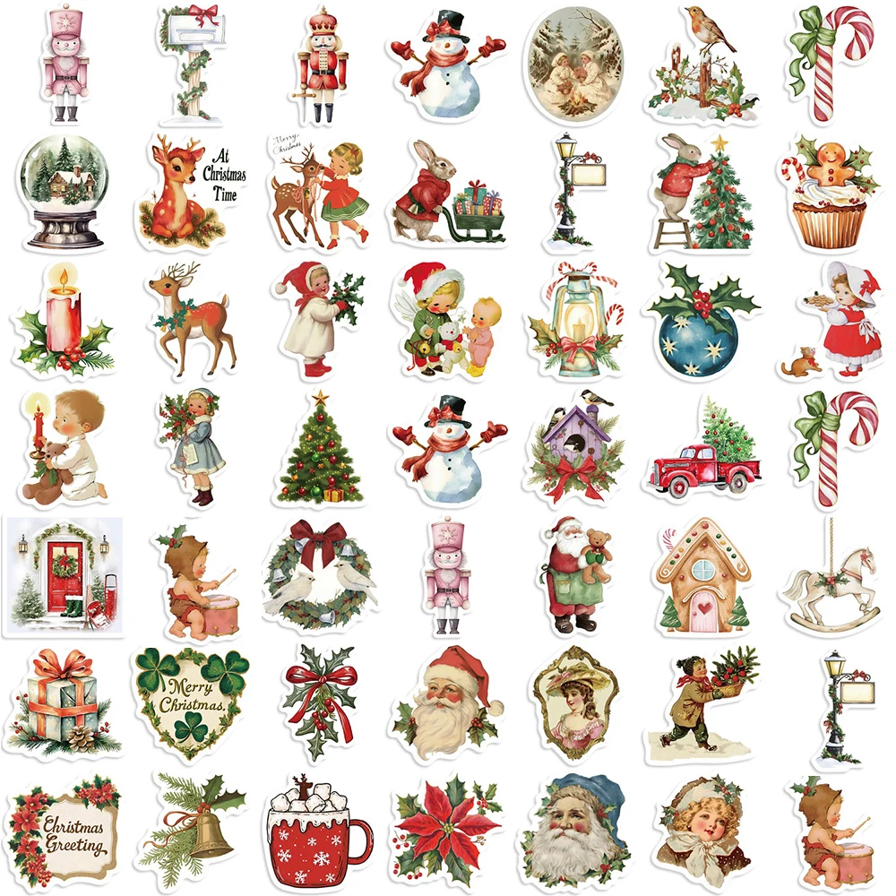 10/30/50 stuks creatieve romantische kerststickers vintage kunst graffiti stickers plakboek koffer telefoon leuke cartoon sticker cadeau