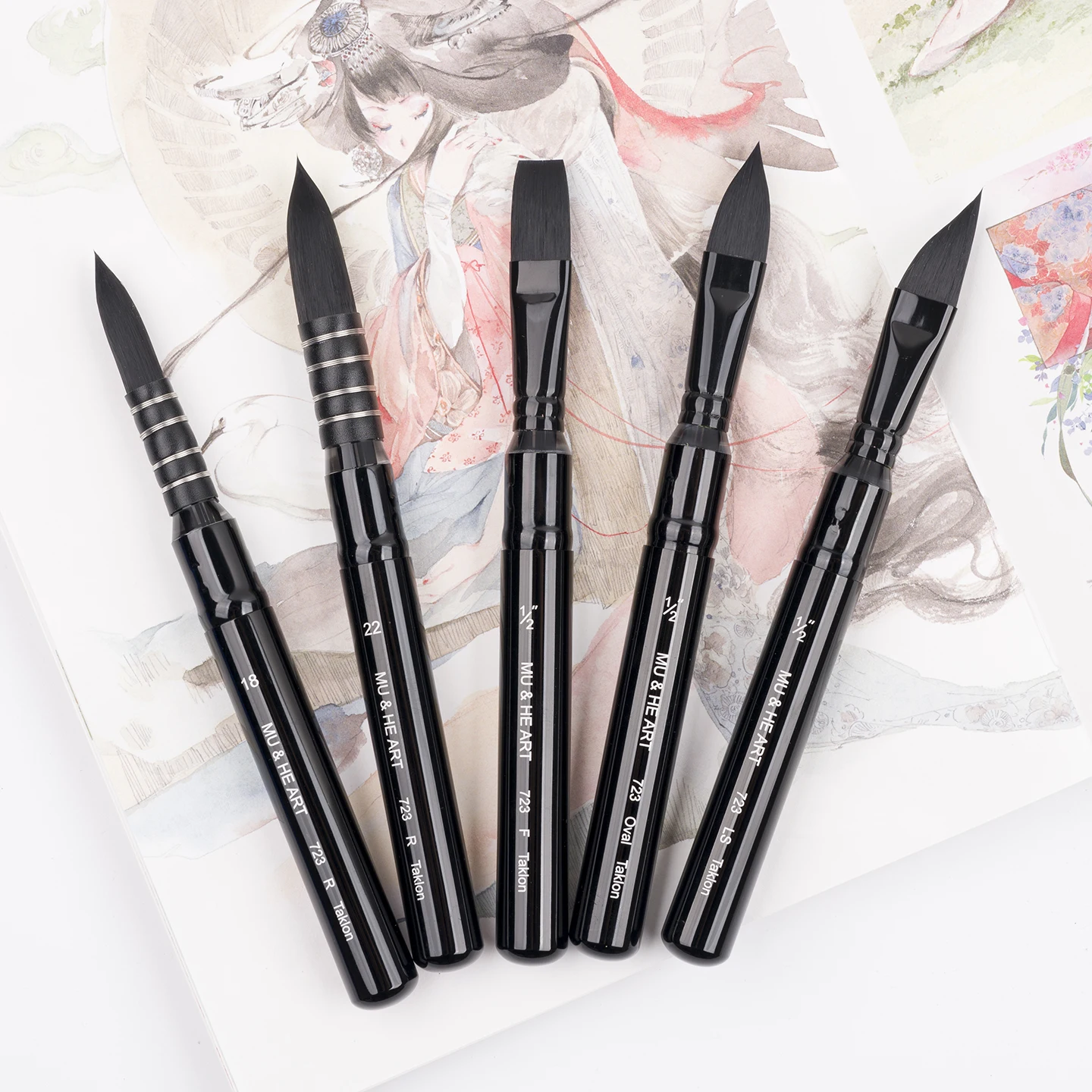 فرشاة ألوان مائية لشعر السمور والأحمر 100% - قلم ممسحة شعر كولينسكي نقي عالي الجودة برأس مسطح وسان قطة طويل مائل