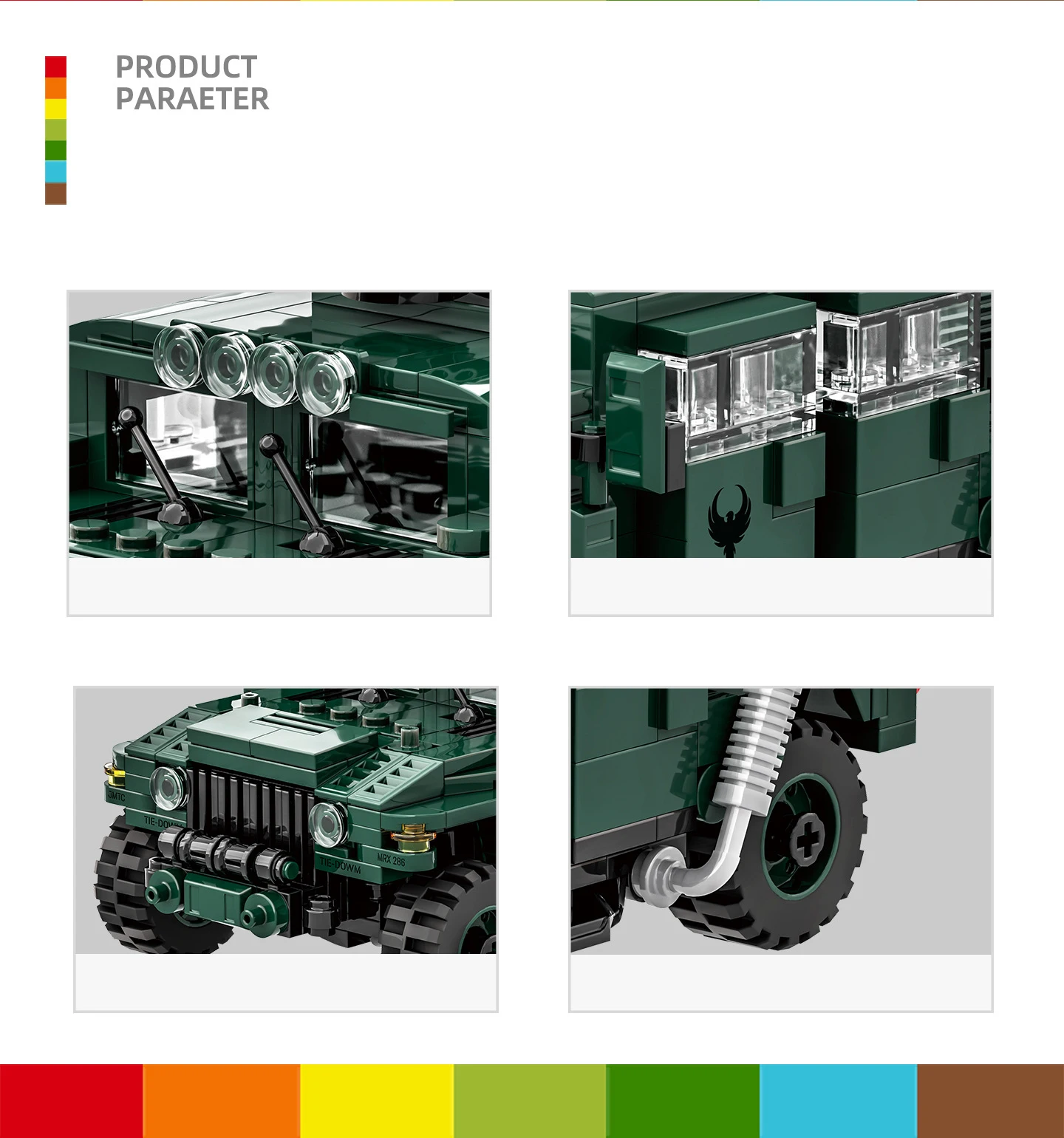 Modernes Militärisches Gepanzertes Fahrzeug Baustein-Set MOC APC Panzer-LKW Modellbausatz Technische Bausteine Montage-Spielzeug für Jungen Geschenke – Detail 3