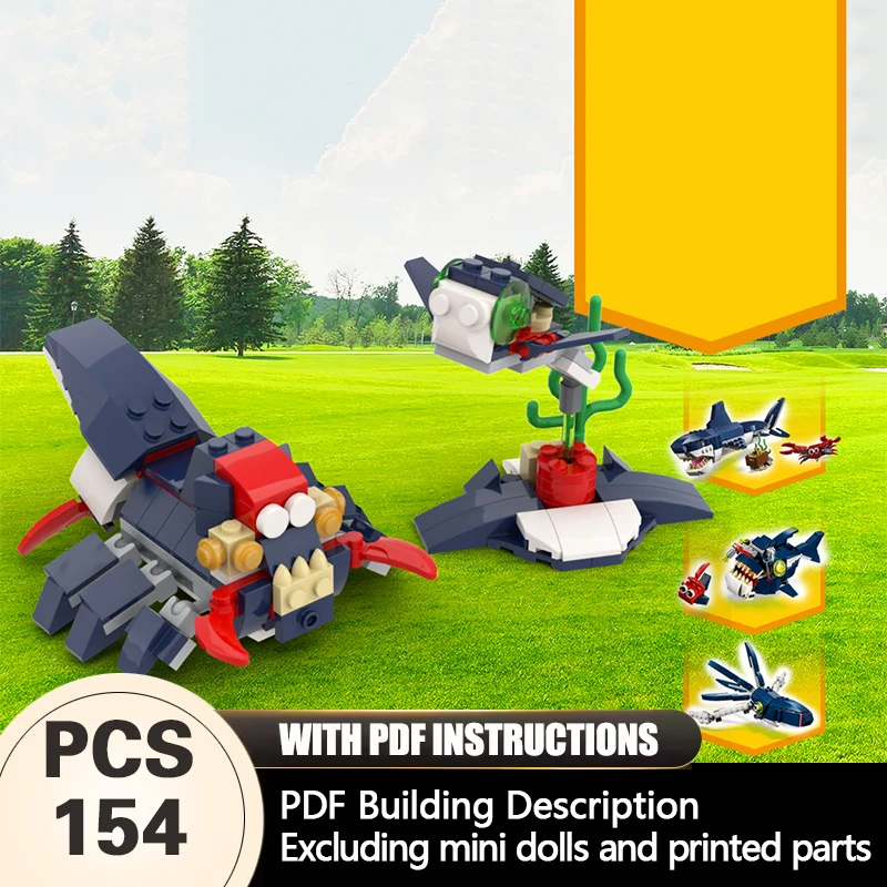 

Creators Animal Series Model MOC Building Bricks 4-In-1 Crab Modular Technology Gifts Holiday Assemble Children Toys Suit
