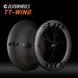ELITEWHEELS 700C Carbon Disc Wheel AERO Shape UD Matte Wide Wheels Clincher Tubular Tubuless Triathlon bike TT-Wing