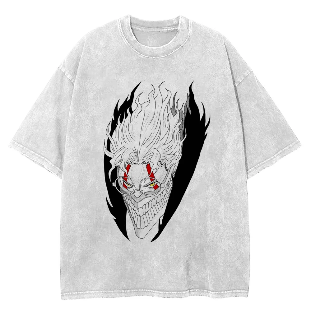 

Men Washed Vintage T-shirt Anime Graphic Print T Shirt Harajuku Streetwear Cotton Oversized T-Shirts Loose Short Sleeve Tshirt