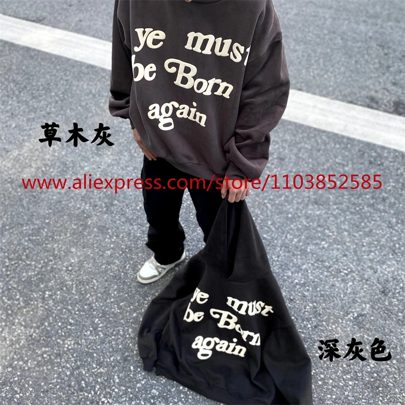 Autumn Winter New 2024 Vintage American Long sleeved Hoodie Men's Heavyweight Letter Embroidered Print High Street Tops Oversize