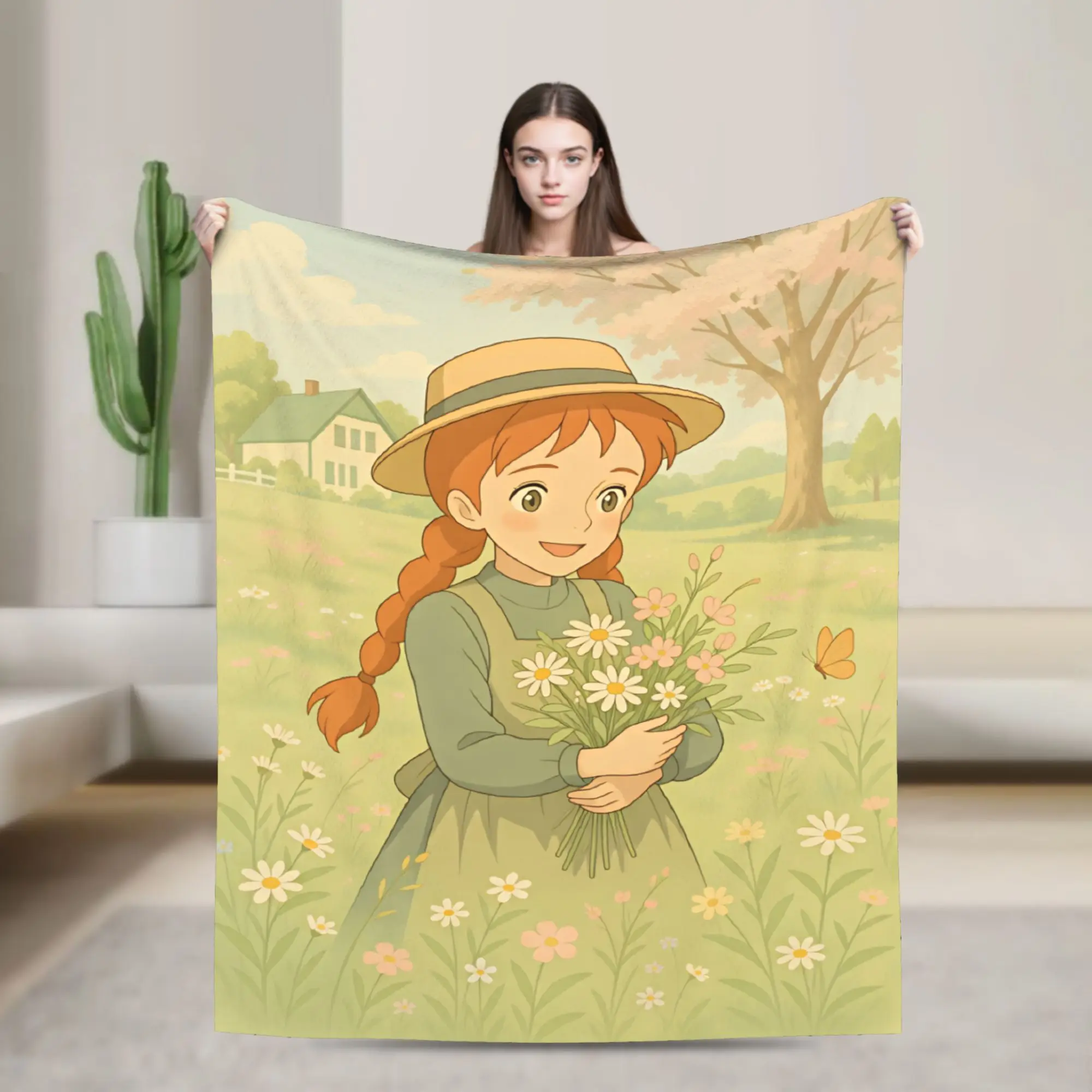Anne of Green Gables  Soft Blankets  Camping Plush Throw Blanket Funny Living Room Flannel Bedspread Sofa Bed Cover