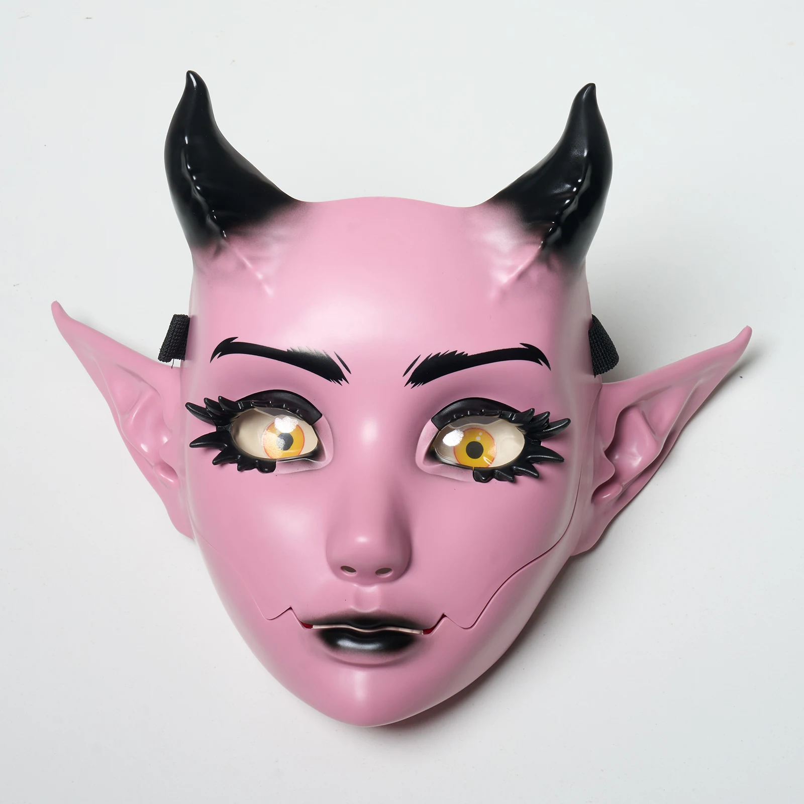 JAUPTO 7-Farbige Hornige Maske mit Beweglichem Kiefer und Offenem Mund, Fantasy-Kreatur-Maske für Halloween-Kostüme, Partys und Festivals, Gesichtsbedeckung für Erwachsene