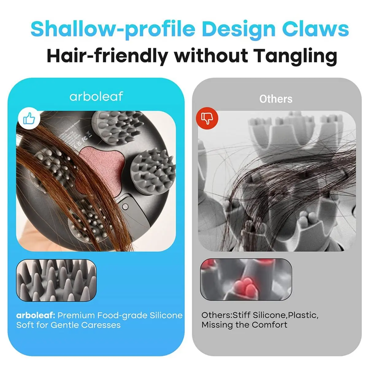 مدلك الرأس IPX7 للتنظيف العميق، مستخرج الروح، مدلك الحيوانات الأليفة، مدلك فروة الرأس الكهربائي مع 8 رؤوس تدليك #3