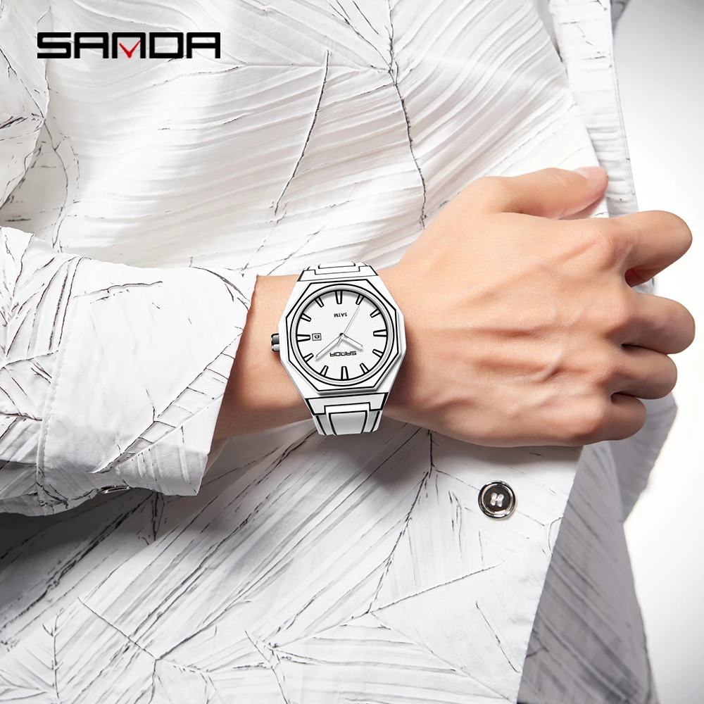 SANDA العلامة التجارية الأعلى 9090 ساعة كوارتز رجالية مقاوم للماء التقويم مضيئة سلسلة الإبداعية الفاخرة ساعة كوارتز رجالية 2025