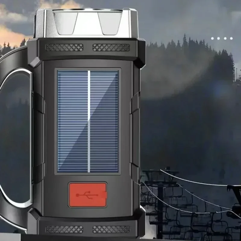 New Upgrade Rechargeable High Power Solar LED COB Flashlight With Power Bank Waterproof Multifunctional Hand Lamp For Outdoor