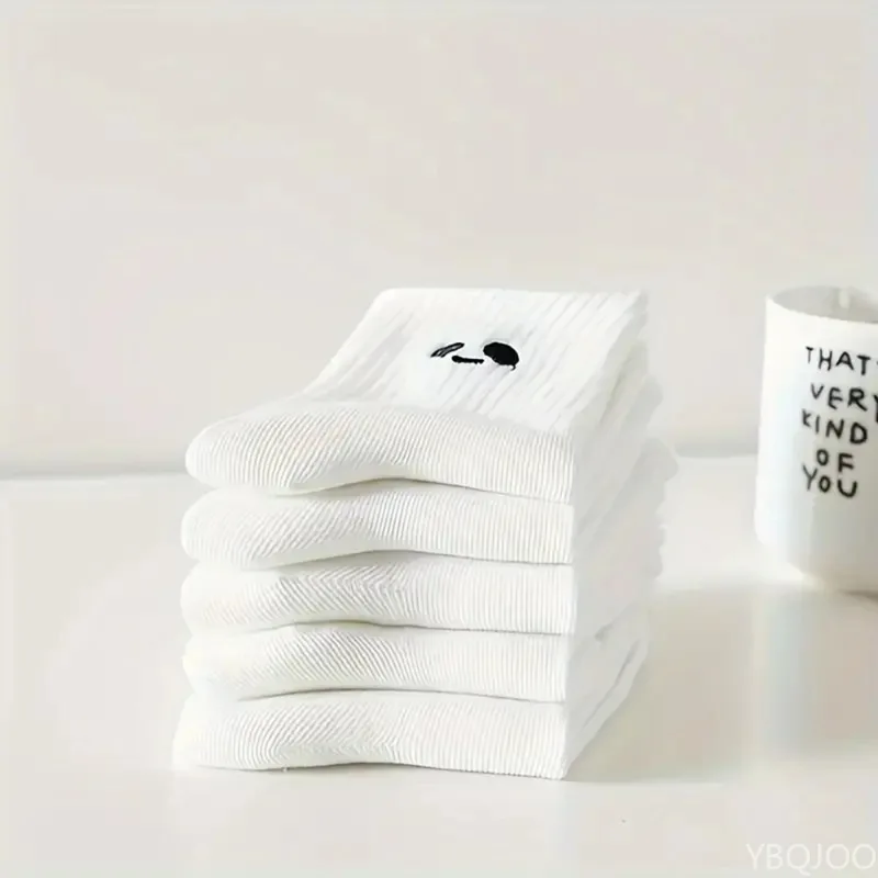 5 أزواج من الجوارب الرجالية العصرية متعددة الاستخدامات متوسطة الطول من القطن الجديد لربيع وخريف جوارب رجالية مريحة وبسيطة