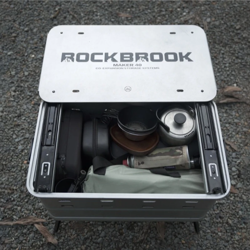 40 Silver Aluminum Alloy Storage Box Lightweight Removable Storage Cases Foldable Multiuse Outdoor Toolcase Camping Hiking