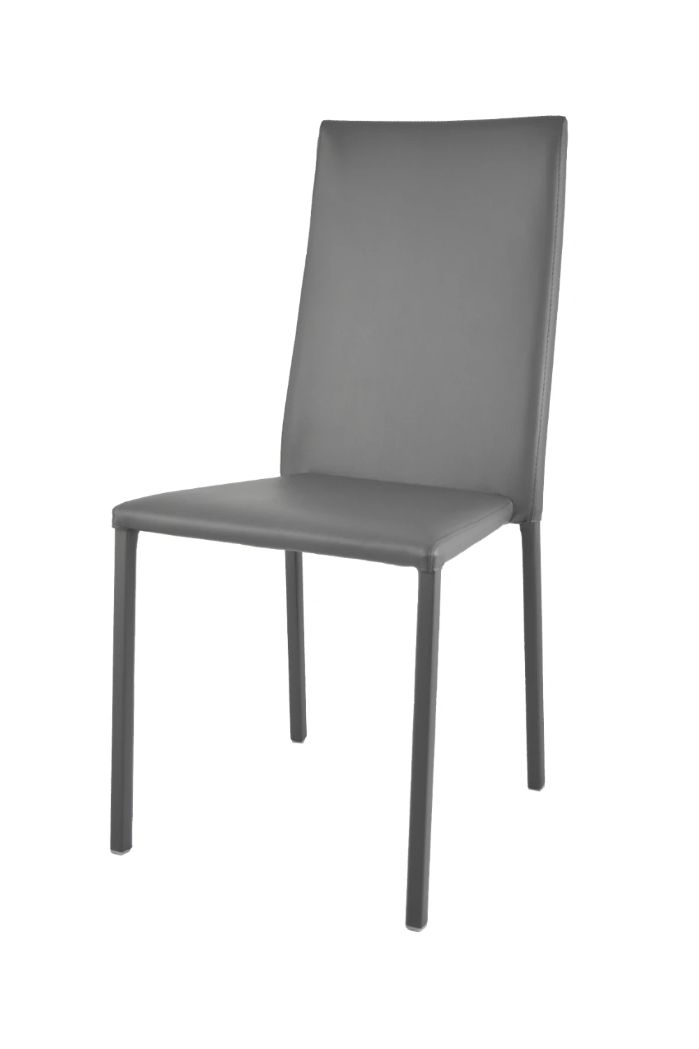 Tommychairs-stacking chair Julia for kitchen bar and dining room, steel structure covered with faux leather dark gray