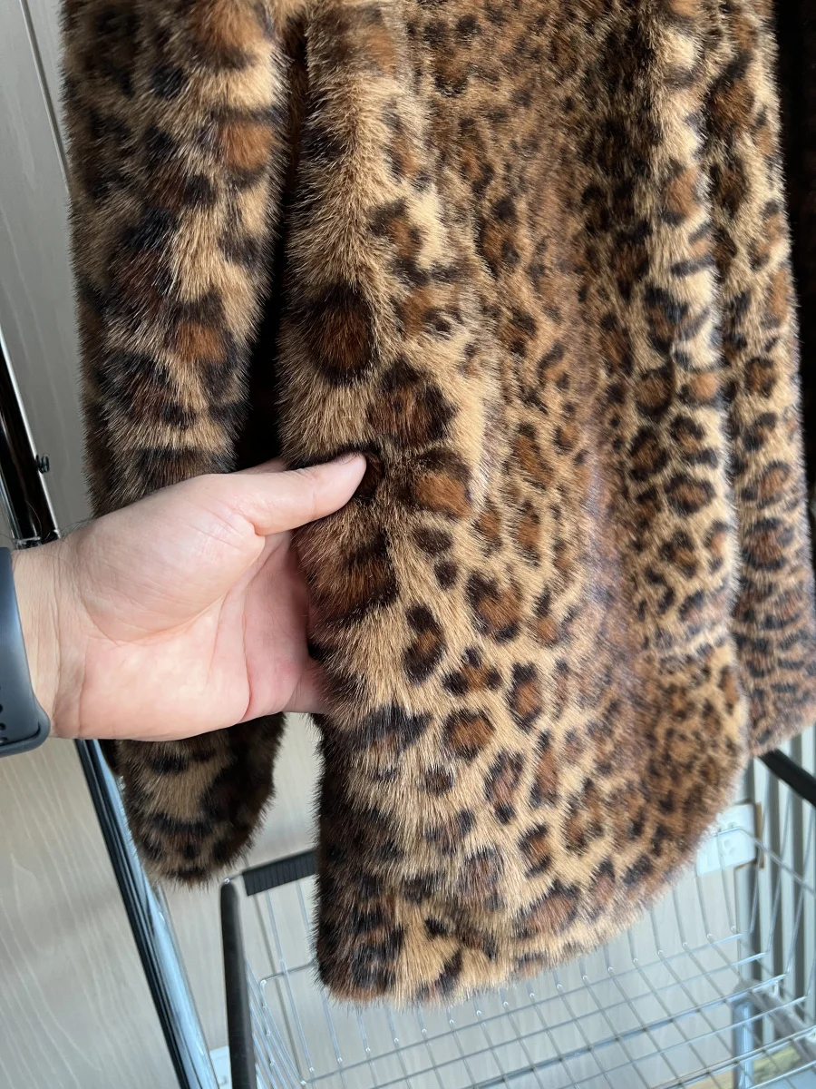 TRAF 2024 Autumn/Winter New Arrivals Women\'s Clothing Animal Print Faux Fur Coat with Hooded Jacket Round Neck Leopard Jacket