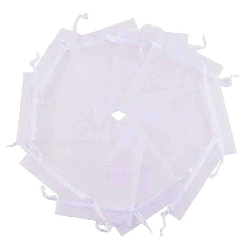 100 قطعة أكياس الأورجانزا شبكة عشوائية أكياس مجوهرات الأورجانزا الرباط ، الرباط الصغيرة لصالح الحقائب عيد الميلاد الحلوى الزفاف عيد ميلاد #4