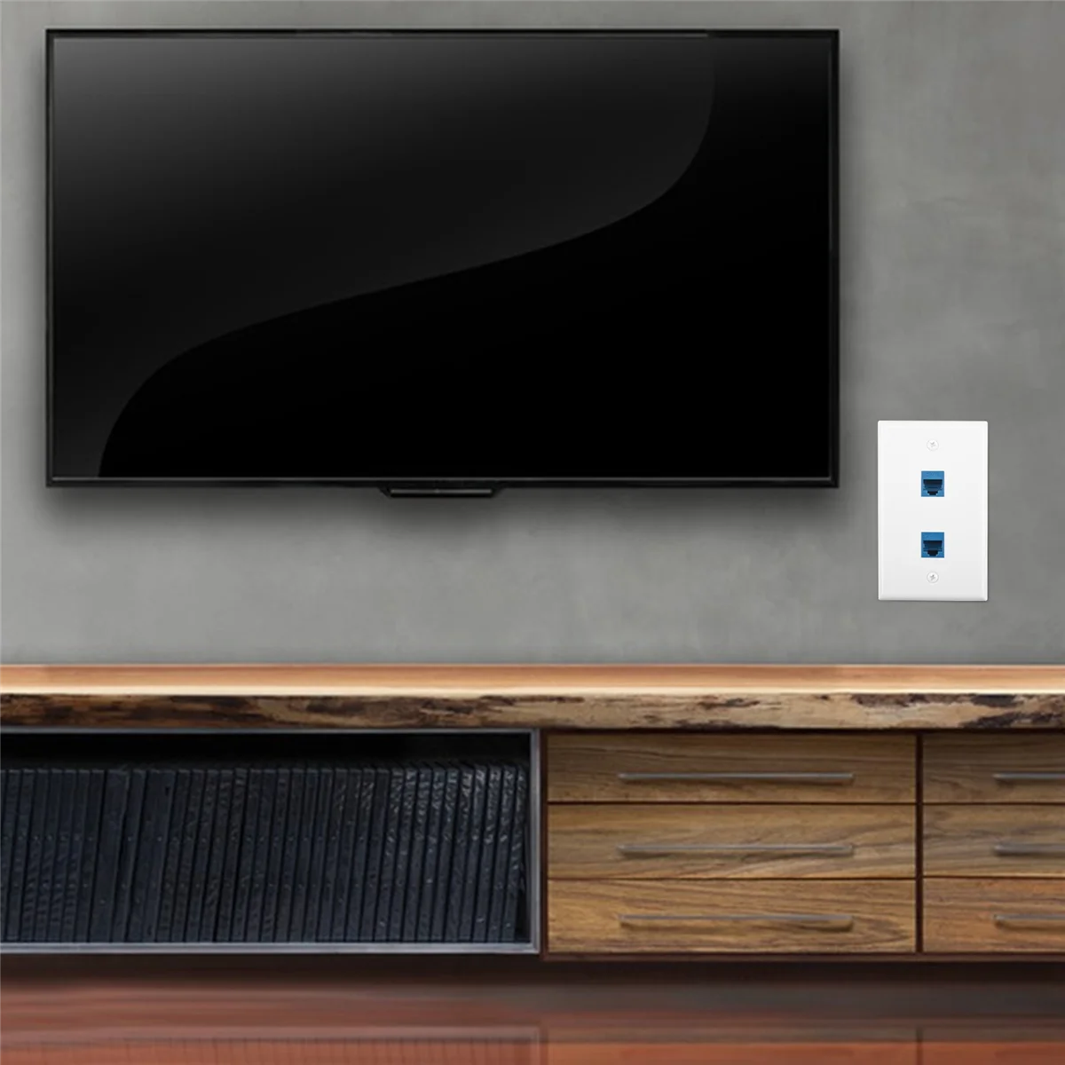 저전압 장착 브래킷이 있는 이더넷 벽 플레이트, 단일 갱 2 포트 Cat6 이더넷 케이블 벽 콘센트