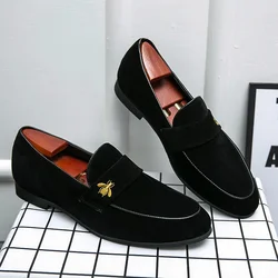 Black Yellow Men Dress Shoes Suede Leather Male Formal Dress Loafers Fashion Wedding Shoes Party Evening Oxfords