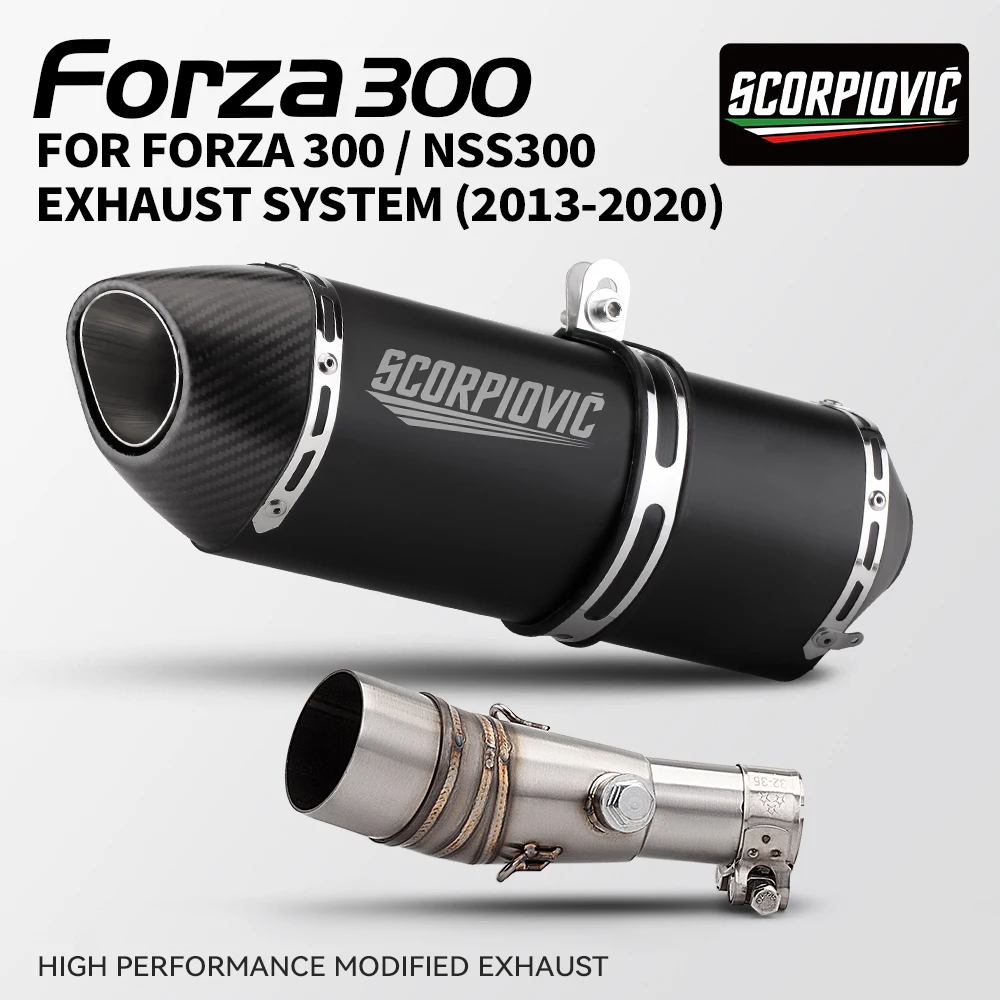 

For Honda FORZA300 NSS300 R77 2013-2020 51mm Stainless Steel Motorcycle Mid Pipe Full Exhaust System Complete Set