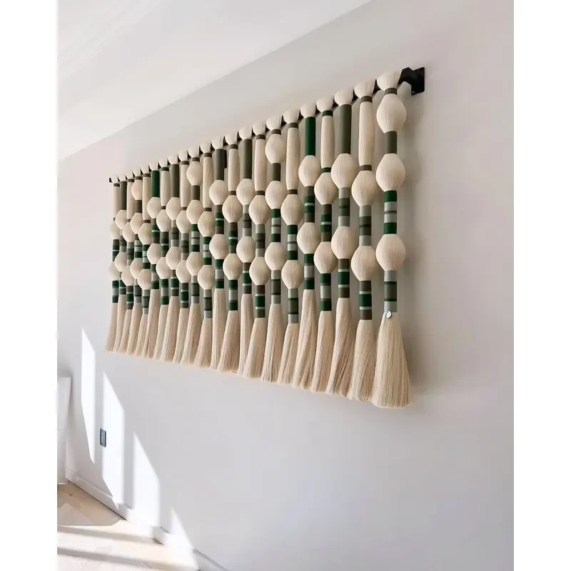 Decoração de Parede em Macramê Boho, Arte Moderna em Macramê Verde, Presente para Casa Nova