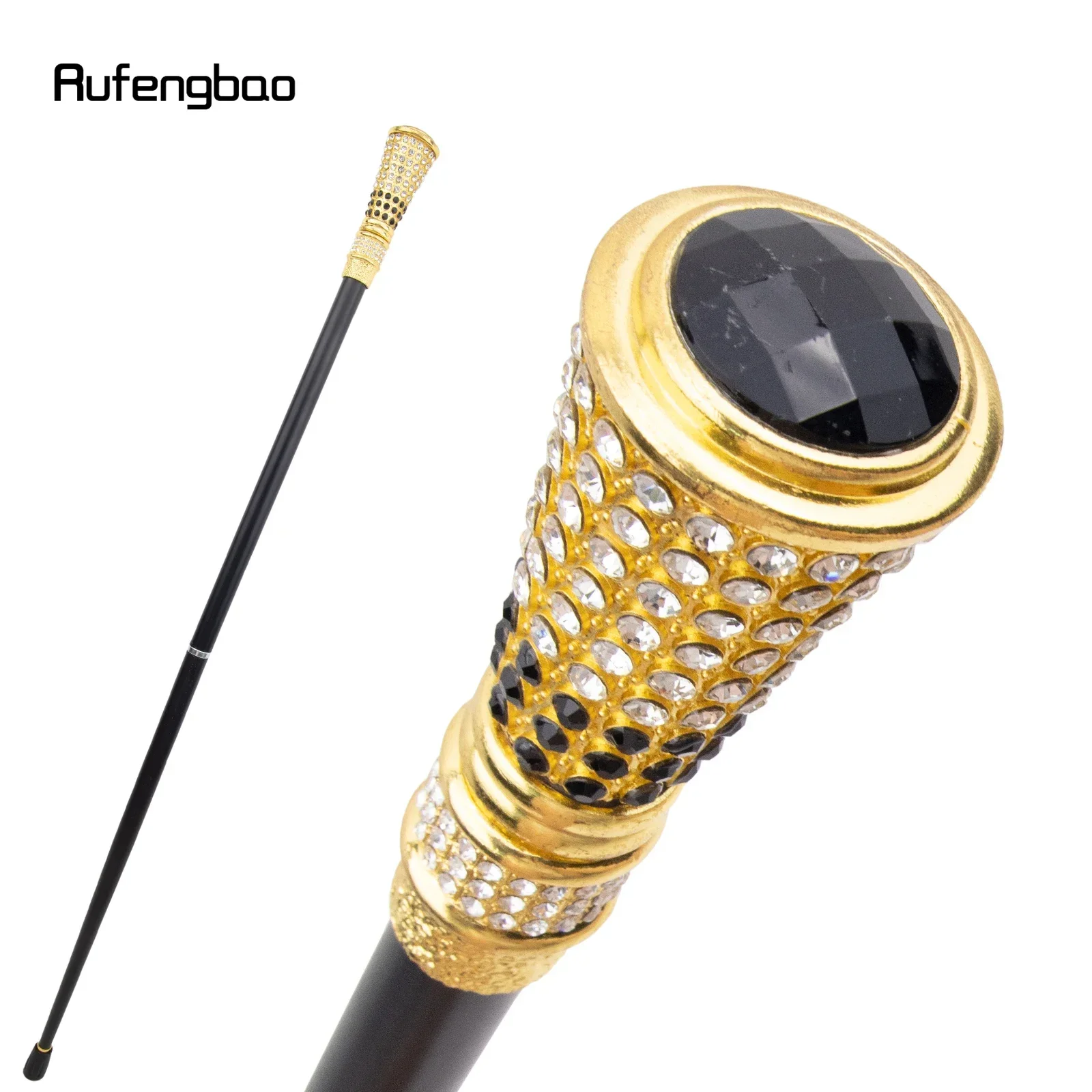 

Black Artificial Diamond Golden Walking Cane Fashion Decorative Walking Stick Gentleman Elegant Cosplay Cane Knob Crosier 94cm