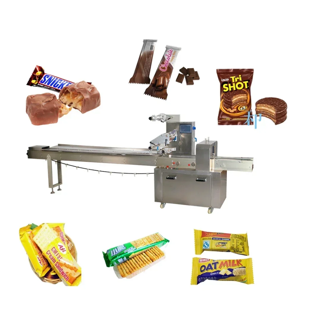 

dates flow pack packing machines for candy cake horizontal pillow chocolate bar lollipop candy packaging machine