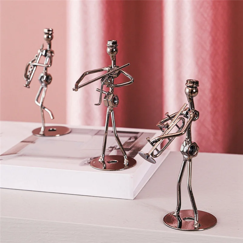 【Must-Haves】Little Iron Art Musician Creative-Music Band Crafts Set Home Office Desk Decoration Birthday Gift 8 Pack, Table Orna