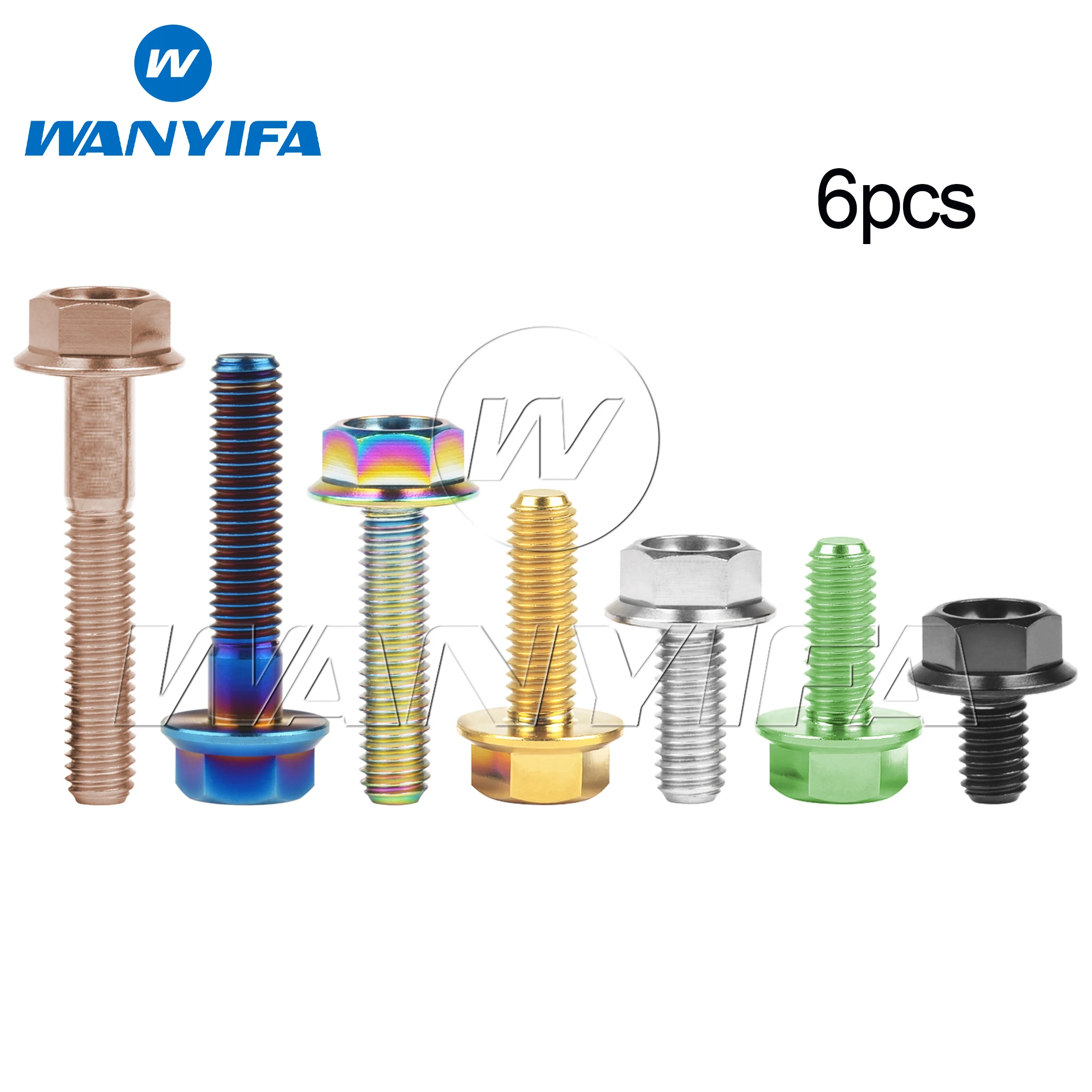 

Wanyifa 6pcs Titanium Bolts M6x10 15 20 25 30 35mm Flange DIN6921 Hexagon Screws for Motorcycle Retrofit