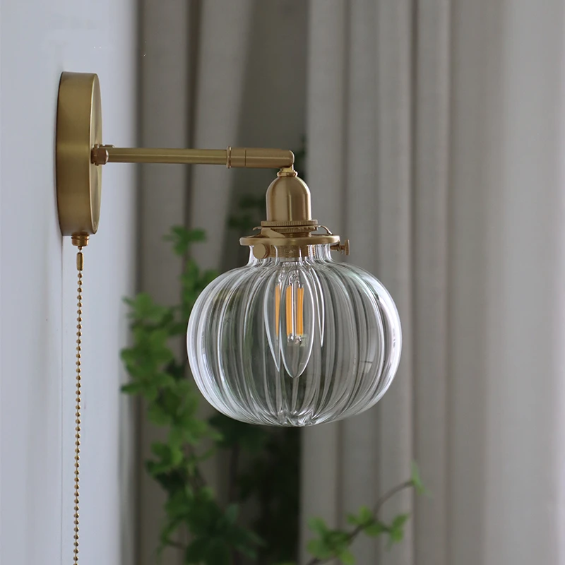 Imagem -03 - Nordic Modern Led Pull Chain Wall Lâmpada Glass Ball Wall Light Sconce Beside Quarto Banheiro Espelho Stair Iluminação Criativa